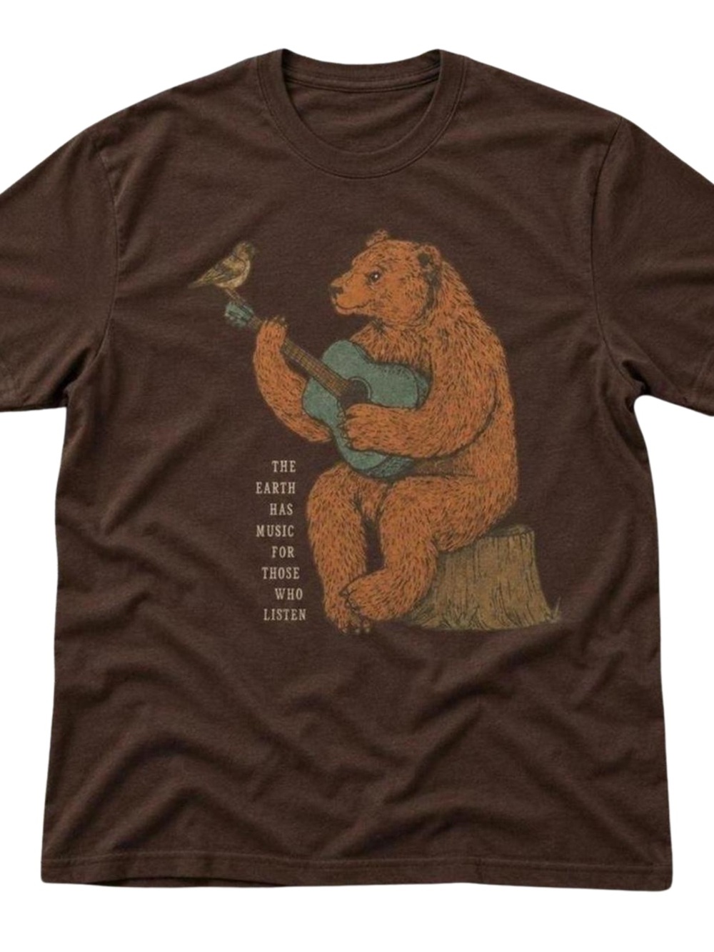 Bear Guitar Graphic Tee - Brown Gift For Him, For Her
